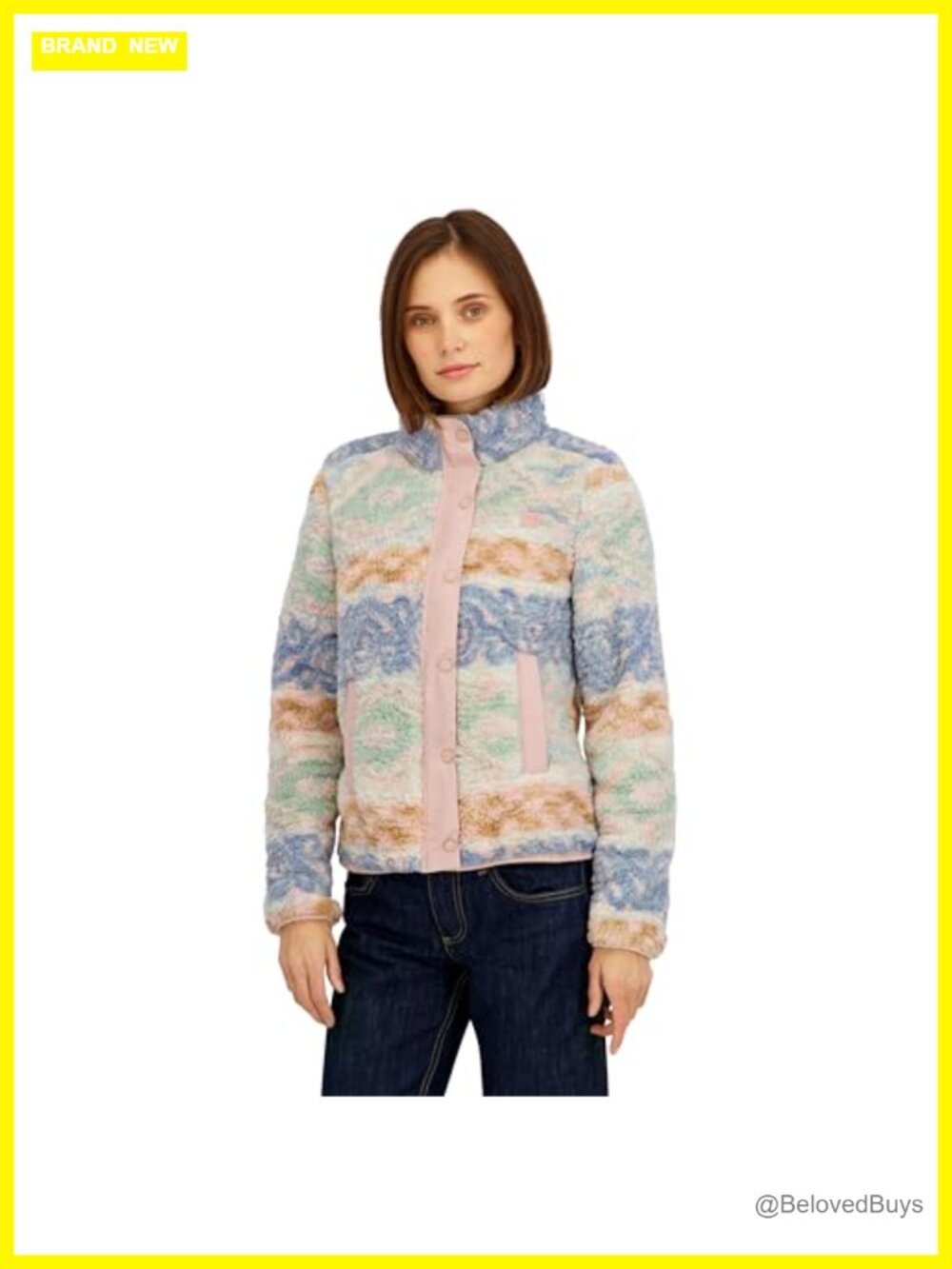Sherpa Fleece Full Zip Aztec Print Jacket